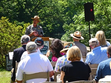 Kevin Brandt, superintendant of the C&O Canal NHP, speaks at perhaps the last dedication of his 40-year career with the Park Service.